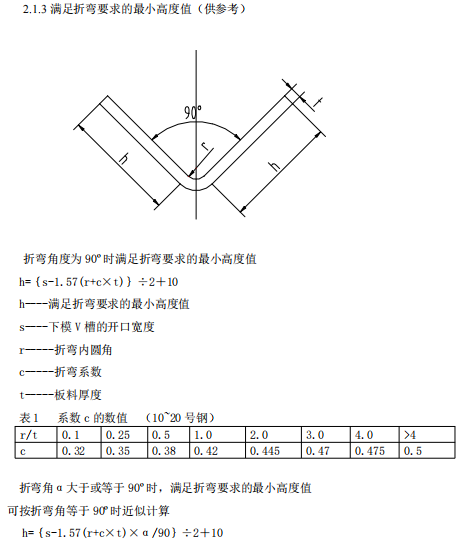 折弯件设计规范