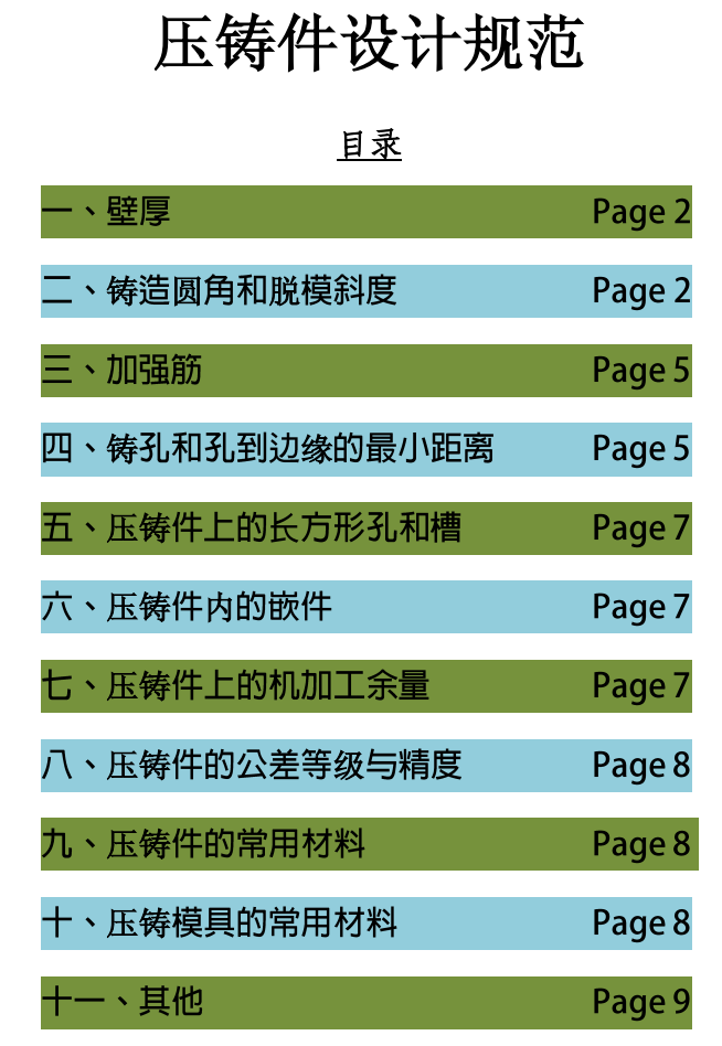 压铸件设计规范