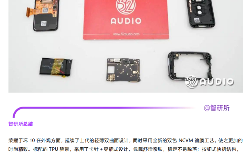 拆解报告:HONOR荣耀手环10